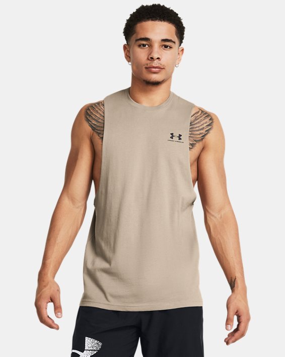 Men's UA Sportstyle Left Chest Cut-Off Tank in Brown image number 0